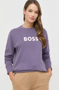 Bavlnená mikina BOSS dámska, fialová farba, s potlačou #218703