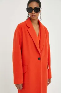 Kabát s prímesou vlny BOSS oranžová farba, prechodný, oversize