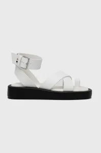 Kožené sandále BOSS Scarlet Sandal-c dámske, biela farba, na platforme #6228988