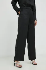 Nohavice BOSS dámske, čierna farba, široké, vysoký pás #4246538