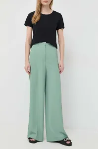 Nohavice BOSS dámske, zelená farba, rovné, vysoký pás #8186388