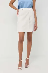 Sukňa BOSS biela farba, mini, áčkový strih