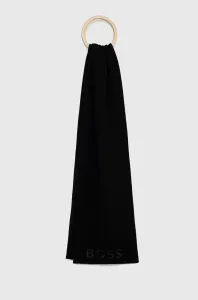 Vlnený šál BOSS Lyaran čierna farba, jednofarebný
