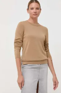 Vlnený sveter BOSS dámsky, béžová farba, tenký #8746145