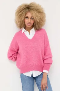 Vlnený sveter BOSS dámsky, ružová farba, teplý #8290135
