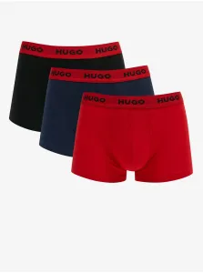 Sada troch pánskych boxeriek v červenej, modrej a čiernej farbe BOSS #607981