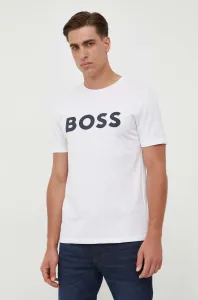 Bavlnené tričko BOSS BOSS CASUAL pánske,béžová farba,s potlačou,50481923