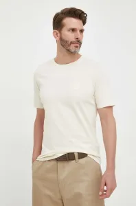 Bavlnené tričko BOSS BOSS CASUAL béžová farba, jednofarebné