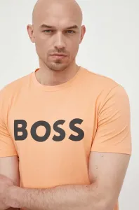 Bavlnené tričko BOSS BOSS CASUAL pánske,oranžová farba,s potlačou,50481923