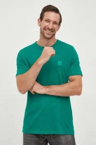 Bavlnené tričko BOSS BOSS CASUAL zelená farba, s nášivkou #8040342