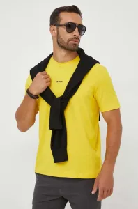 Tričko BOSS BOSS CASUAL pánske, žltá farba, jednofarebné