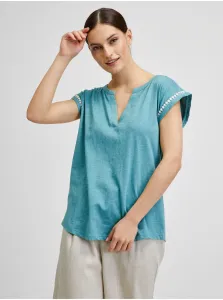 Blue Women's T-Shirt with Decorative Details Brakeburn - Women #689463