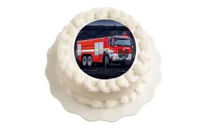 Jedlý papier pre hasičov - Hasičské auto 20 cm - breAd. & edible