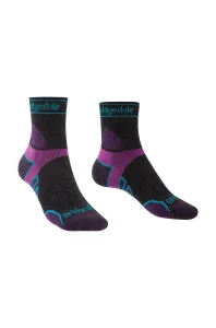 Ponožky Bridgedale TRAIL RUN UL T2 MS 3/4 CREW WQUEEN OF DARKNESS'S Charcoal/Purple/260 S (3-4,5) #1472312