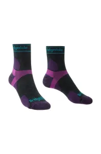 Ponožky Bridgedale TRAIL RUN UL T2 MS 3/4 CREW WQUEEN OF DARKNESS'S Charcoal/Purple/260 S (3-4,5) #1472292