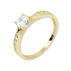 Brilio Zlatý prsteň s kryštálmi 229 001 00753 55 mm