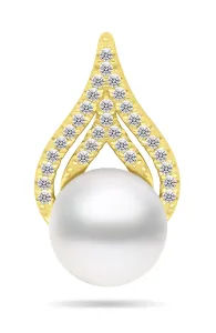 Brilio Silver Elegantný perlový prívesok z pozláteného striebra PT93Y