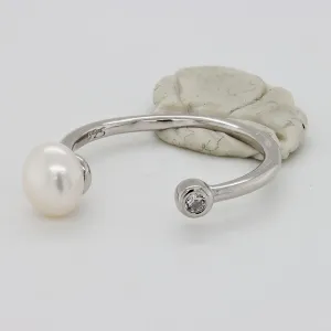 Brilio Silver Nežný strieborný prsteň s pravou perlou RI103W 60 mm
