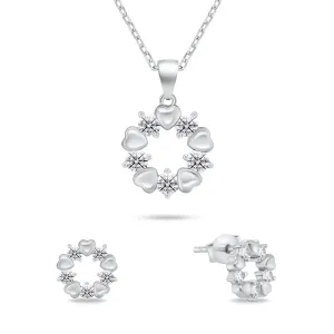 Brilio Silver Nežný strieborný set šperkov so zirkónmi SET239W (náušnice, náhrdelník)