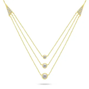 Brilio Silver Pôvabný pozlátený náhrdelník so zirkónmi NCL147Y