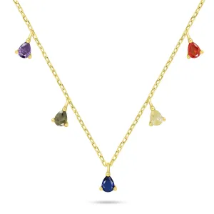 Brilio Silver Pozlátený náhrdelník s farebnými zirkónmi NCL137Y