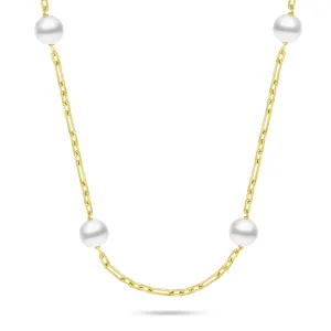 Brilio Silver Pozlátený náhrdelník s Majorica perlami NCL140Y