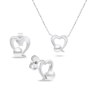 Brilio Silver Romantický strieborný set šperkov s perlami SET234W (náušnice, náhrdelník)