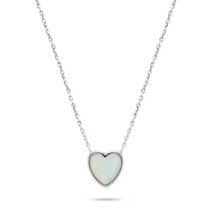 Brilio Silver Slušivý strieborný náhrdelník Srdce s opálom NCL74W