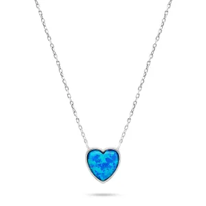 Brilio Silver Slušivý strieborný náhrdelník Srdce s opálom NCL74WB