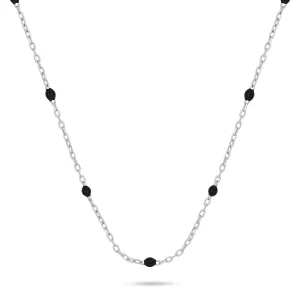 Brilio Silver Strieborný náhrdelník s čiernymi guličkami NCL112WBC
