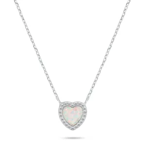 Brilio Silver Trblietavý strieborný náhrdelník Srdce s opálom NCL134W