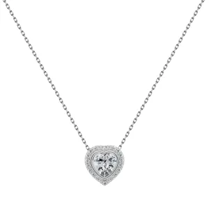 Brilio Silver Elegantný strieborný náhrdelník s čírymi zirkónmi Srdce NCL23W (retiazka, prívesok)