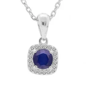 Brilio Silver Očarujúce strieborný náhrdelník so zafírom CL-FS-5658S (retiazka, prívesok)