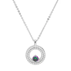 Brilio Silver Žiarivý strieborný náhrdelník s dúhovým topazom Mystic Stone MP04957A (retiazka, prívesok)