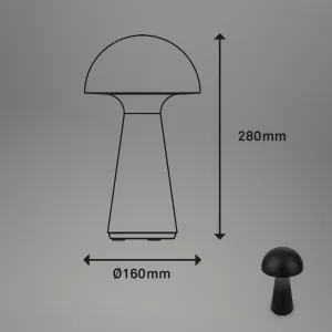 Nabíjateľná stolová lampa LED Fungo, nabíjateľná, čierna
