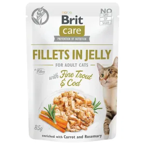 Brit Care Cat Fillets in Jelly with Fine Trout & Cod  - 1 x 85g  / expirace 20.6.2024