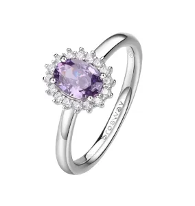 Brosway Elegantný strieborný prsteň Fancy Magic Purple FMP75 50 mm