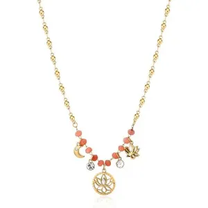 Brosway Pôvabný pozlátený náhrdelník s korálkami a príveskami Chakra BHKN087