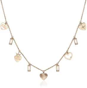 Brosway Ružovo pozlátený oceľový náhrdelník s príveskami Chant BAH08