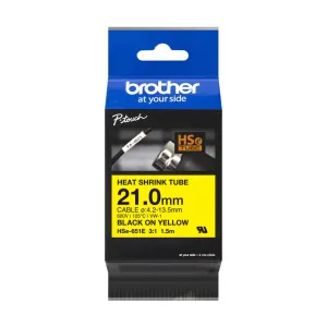 Brother HSe-651E Pro Tape, 21 mm x 1.5 m, čierna tlač / žltý podklad , originálna páska