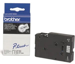 Brother TC-M91, 9mm x 7,7m, čierna tlač / priehľadný podklad, originálna páska