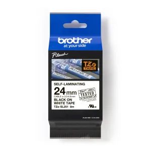 Brother TZ-SL251 / TZe-SL251 Pro Tape, 24mm x 8m, čierna tlač / biely podklad, originálna páska