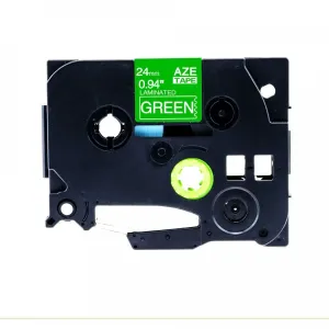 Kompatibilná páska s Brother TZ-755 / TZe-755, 24mm x 8m, biela tlač / zelený podklad