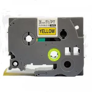 Kompatibilná páska s Brother TZ-FX661/TZe-FX661 36mm x 8m, flexi, čierny tisk/žltý podklad