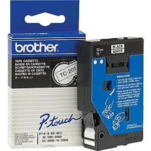 Páska do tlačiarne štítkov Brother TC-201, 12mm, čierny tlač / biely podklad, O