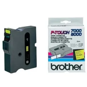 Páska do tlačiarne štítkov Brother TX-651, 24mm, čierny tlač / žltý podklad, O