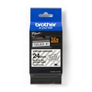 Brother TZ-S151 / TZe-S151 Pro Tape, 24mm x 8m, čierna tlač/priesvitný podklad, originálna páska