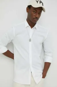 Bavlnená košeľa Bruuns Bazaar Pique Norman pánska, biela farba, regular, s klasickým golierom #6985968