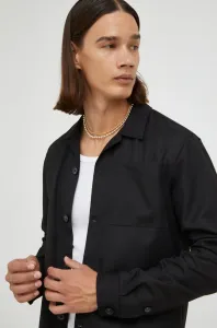 Košeľa Bruuns Bazaar pánska, čierna farba, regular, s klasickým golierom #259093
