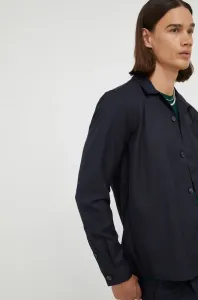 Košeľa Bruuns Bazaar pánska, tmavomodrá farba, regular, s klasickým golierom